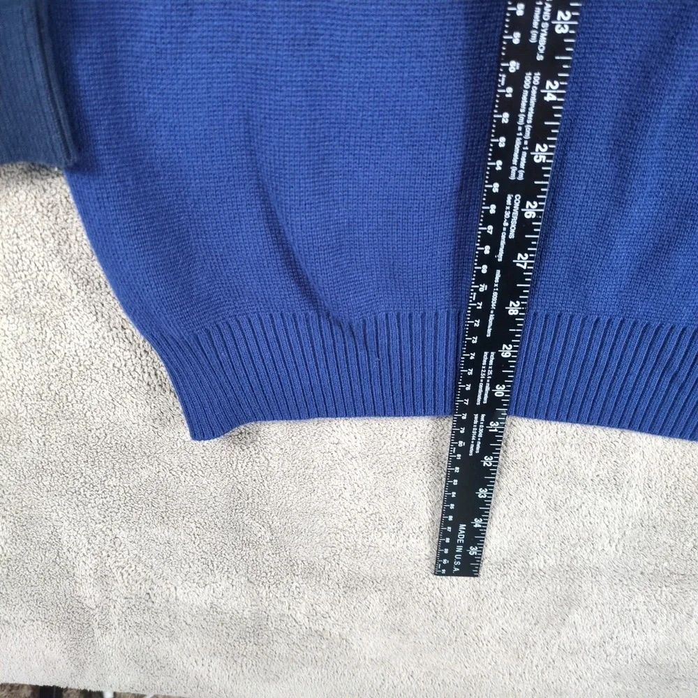 Nautica Sweater‎ Mens Large Navy Blue Knit Cotton Crew Neck Classic Grandpacore